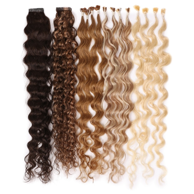 A collection of different hair extensions in colors.
