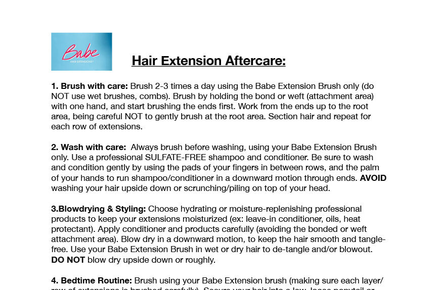 Tips for maintaining hair extensions, featuring aftercare instructions and product recommendations.